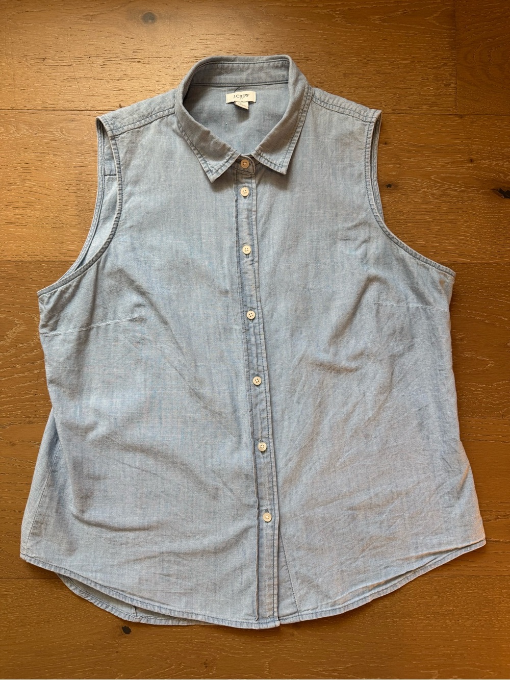 J. Crew Light Blue Sleeveless Chambray Button-Down Shirt 100% Cotton
